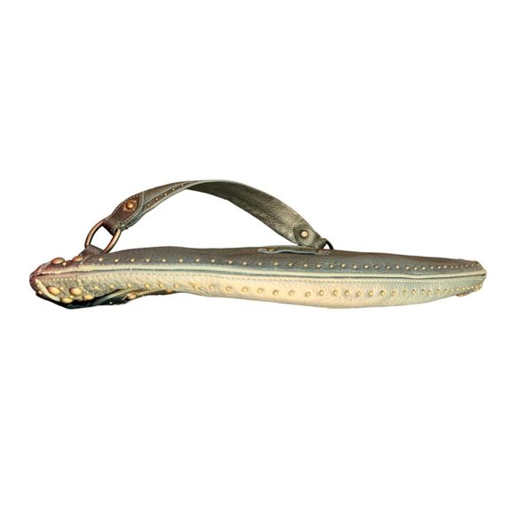 Cole Hann Pebbled Leather Olive Green Shoulder Bag Vintage - Picture 7 of 8